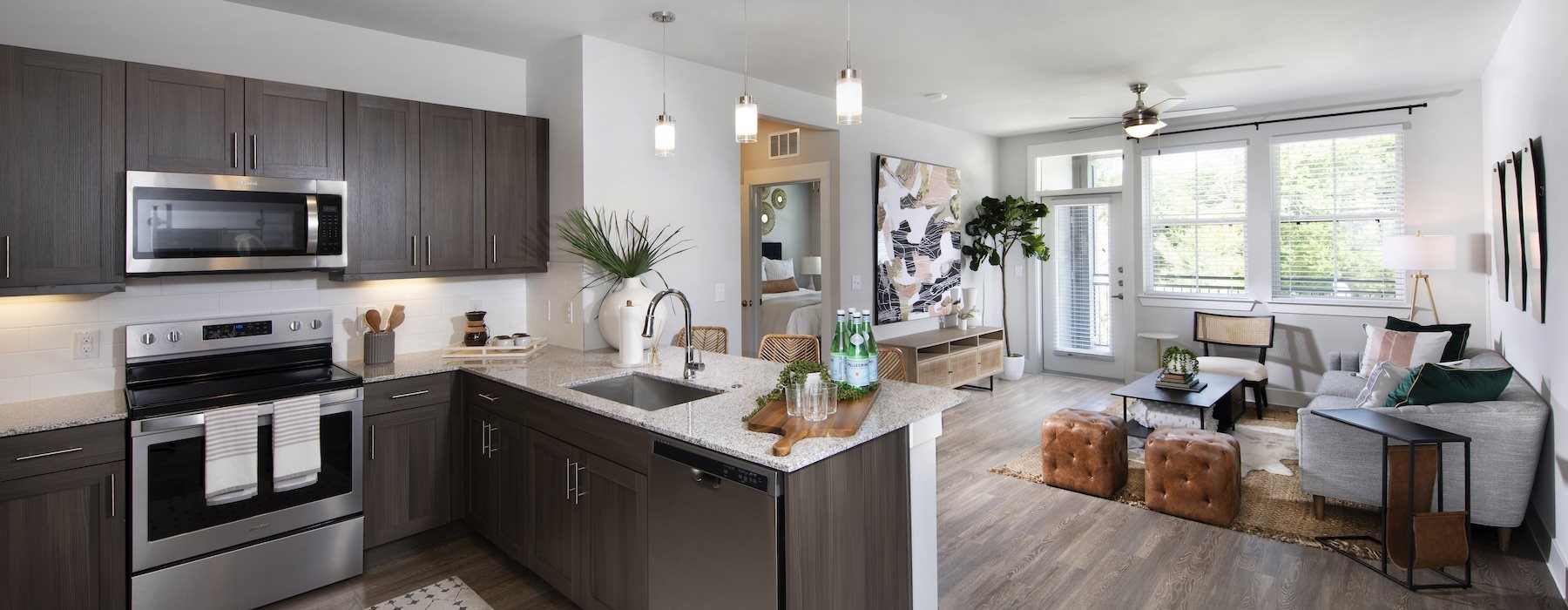a kitchen with stainless steel appliances